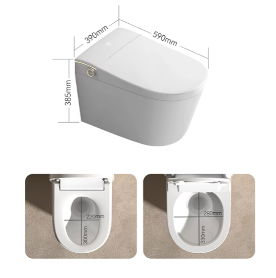 Premium Smart Toilet with Built-in Water Tank, Wall-Mount Frame (Geberit-type), Heated Seat, and Bidet Function – Bubble Shield, Aromatherapy, UV Sterilization, Automatic Flushing, and Remote Control