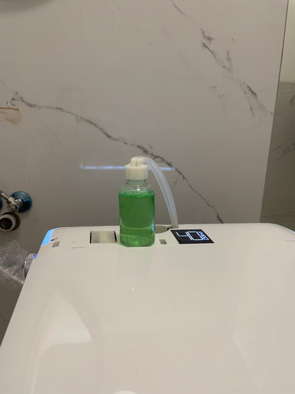 Smart toilet Hola with buil-in tank, Geberit type frame, bottle of bubble foam liquid www.hola.shop.pl